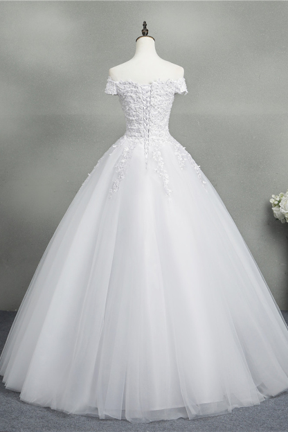 BMbridal Stunning Off-the-Shoulder Sweetheart Wedding Dresses Short Sleeves Lace Appliques Bridal Gowns On Sale-BMbridal