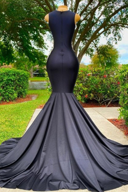 Bmbidal Black Mermaid Prom Dress Sleeveless With Appliques Beads