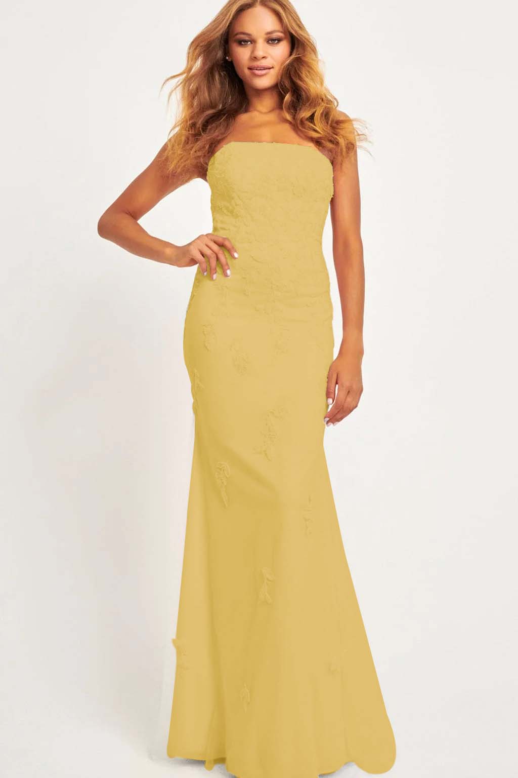 Strapless Sleeveless Long Mermaid Prom Dress With Appliques