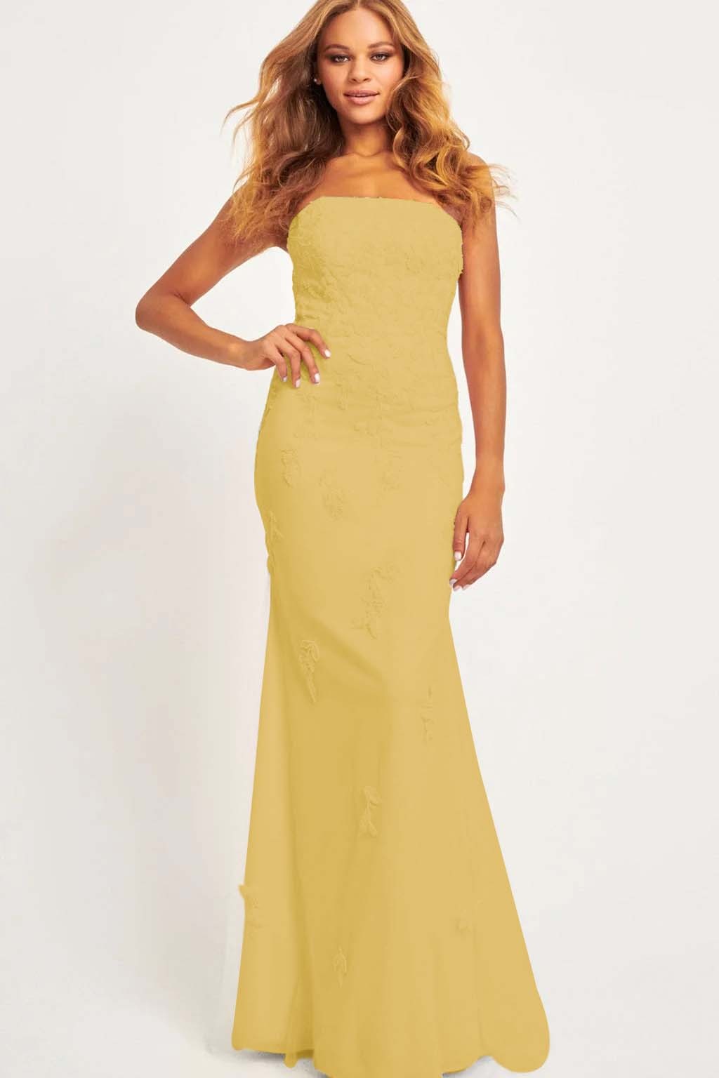 Strapless Sleeveless Long Mermaid Prom Dress With Appliques