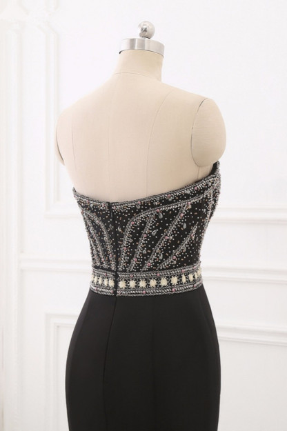 BMbridal Gorgeous Strapless Sweetheart Black Mermaid Prom Dresses with Rhinestones Online