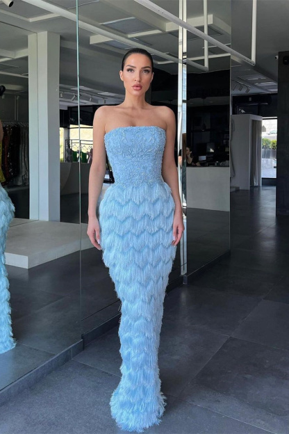 Amazing Sky Blue Mermaid Prom Dress Sleeveless With Appliques