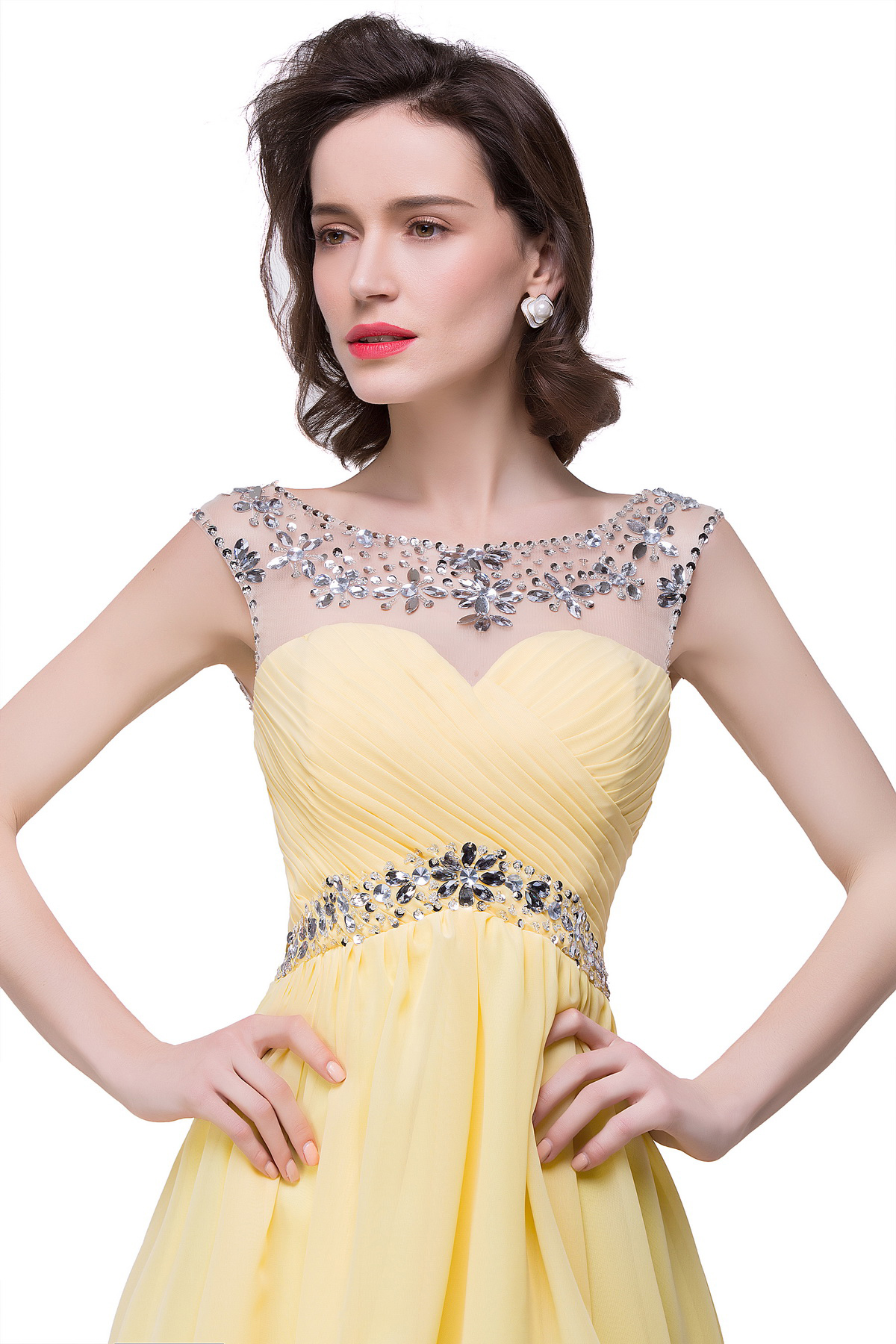 BMbridal A-line Jewel Chiffon Party Dress With Crystal