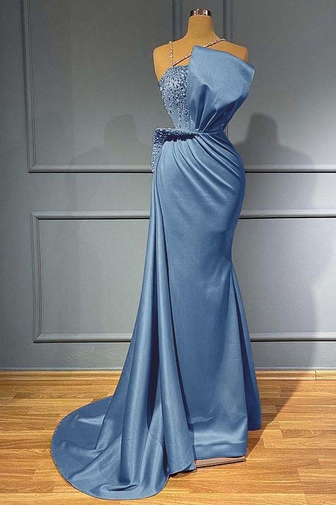 Pink Sleeveless Mermaid Spaghetti Strap Ruffles Prom Dress With Beadings