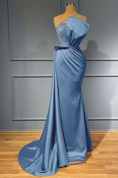 Pink Sleeveless Mermaid Spaghetti Strap Ruffles Prom Dress With Beadings