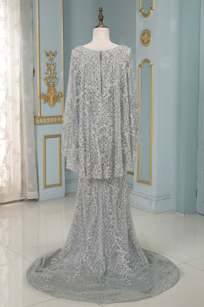 BMbridal Elegant Jewel Long Sleeves Mermaid Prom Dresses with Appliques Beadings