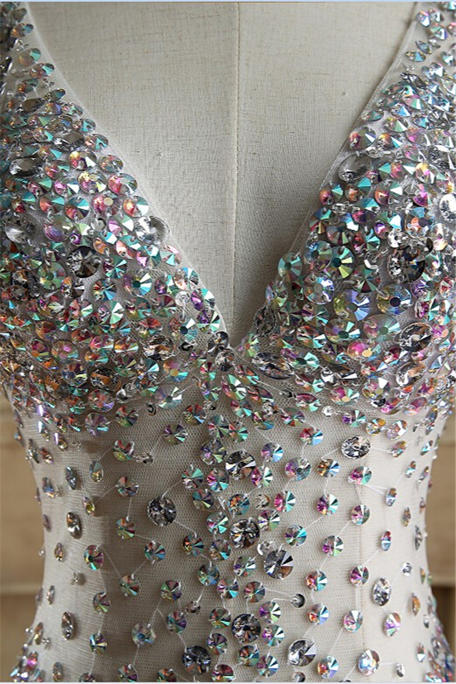 BMbridal Sparkly Sequined V-Neck Royal Blue Prom Dresses with Beadings