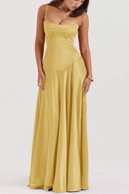 Spaghetti Strap Sleeveless Long Prom Dress With Pleated Ruffle