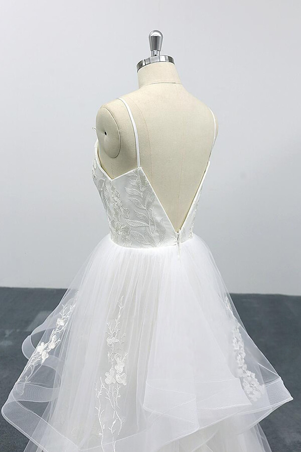 BMbridal Best Appliques Spaghetti Strap Tulle Wedding Dress On Sale-BMbridal