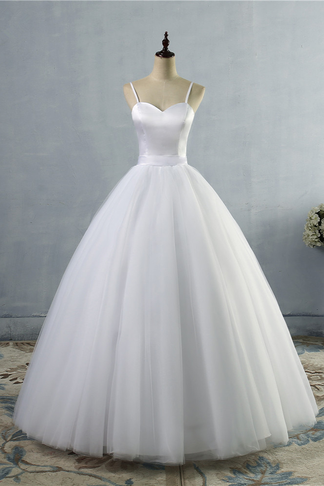 BMbridal Glamorous Spaghetti Straps Sweetheart Wedding Dresses White Sleeveless Bridal Gowns Online