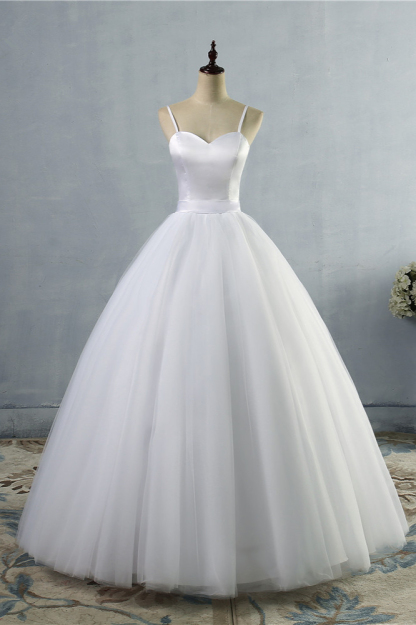 BMbridal Glamorous Spaghetti Straps Sweetheart Wedding Dresses White Sleeveless Bridal Gowns Online