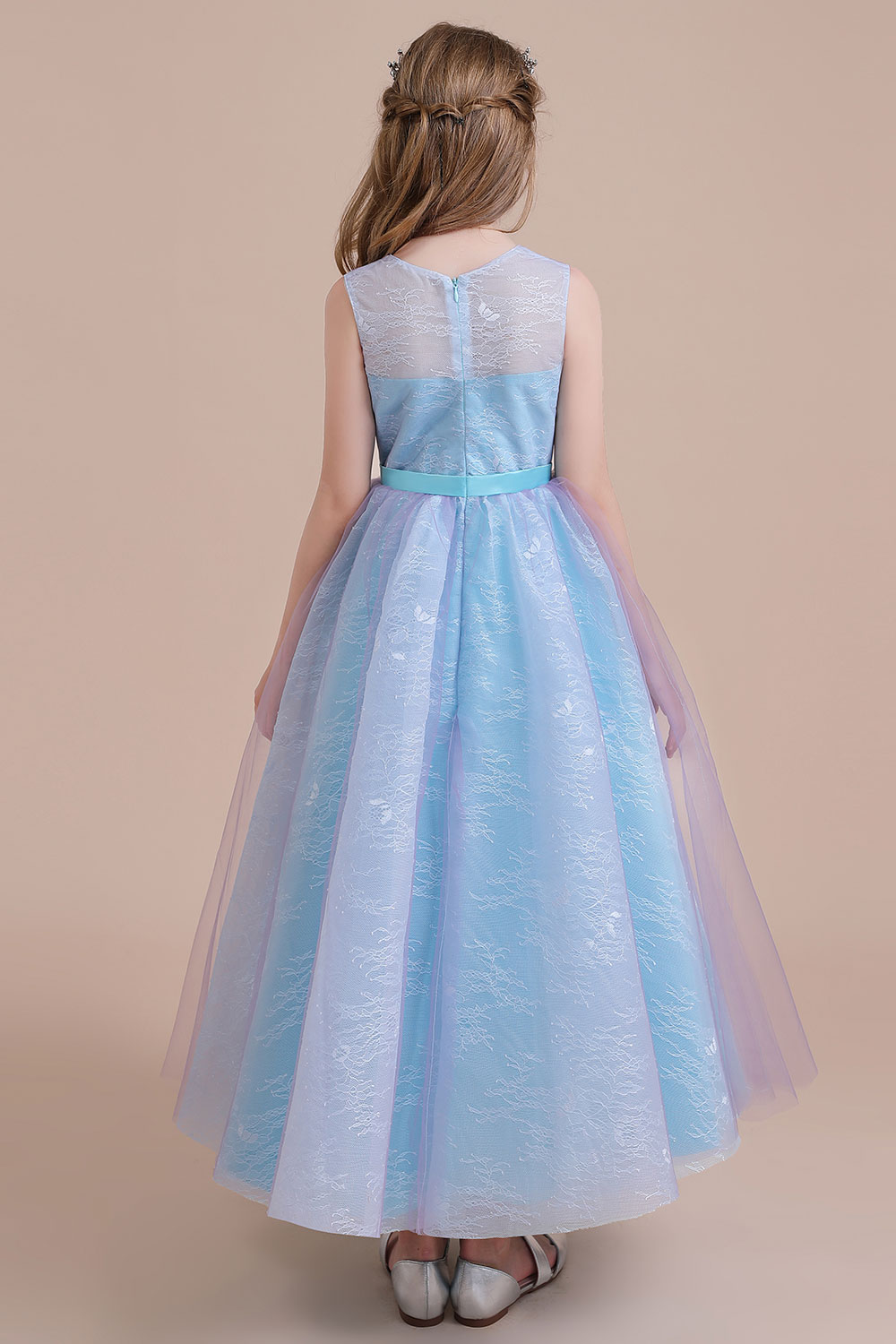 BMbridal A-Line Illusion Lace Tulle Flower Girl Dress Online-BMbridal