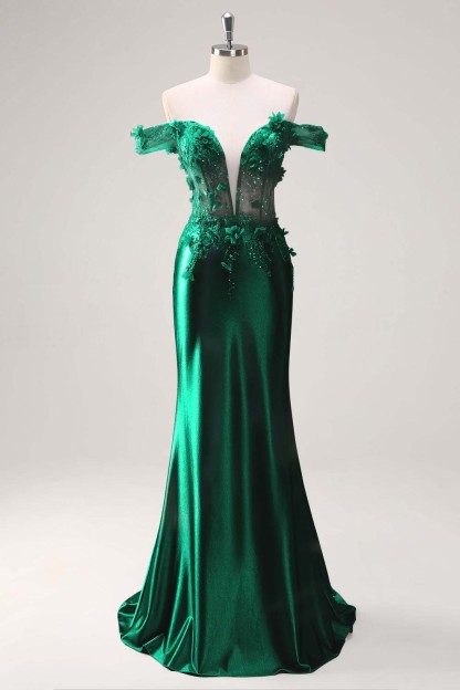 Strapless Sleeveless Long Mermaid Prom Dress With Appliques Pleated