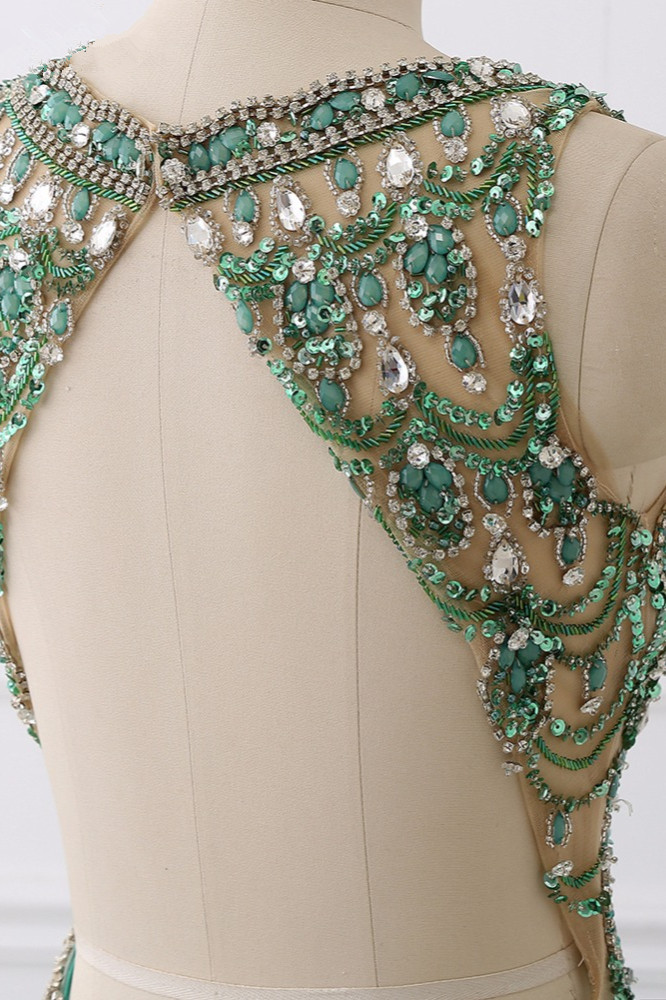BMbridal Sexy V-Neck Appliques Mermaid Prom Dresses Sleeveless with Crystals On Sale