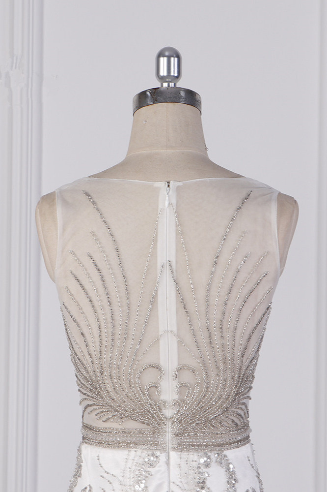BMbridal Gorgeous Mermaid V-Neck Tulle Wedding Dress Sequined Bedaings Sleeveless Bridal Gowns On Sale-BMbridal