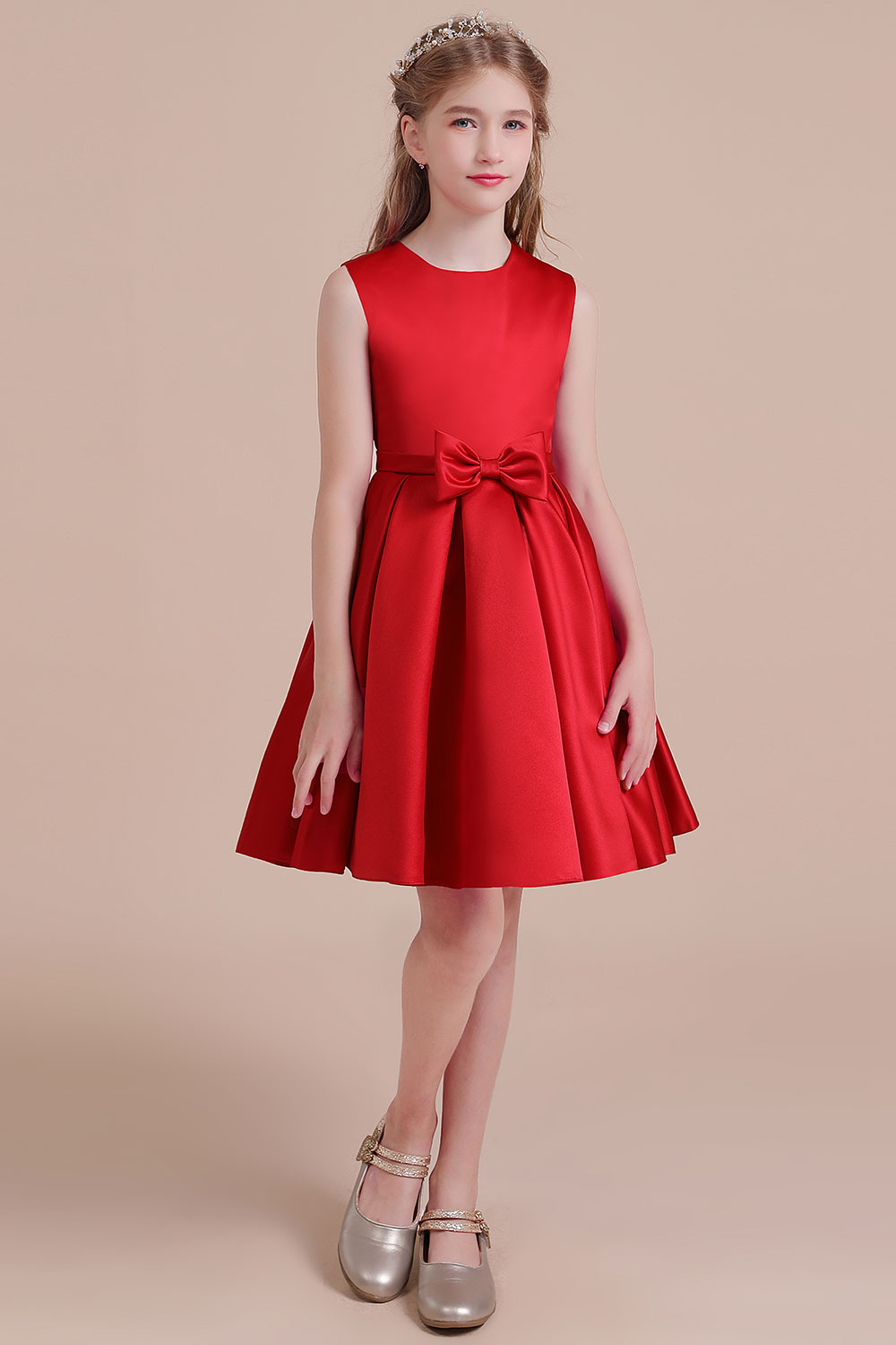 BMbridal A-Line Latest Satin Flower Girl Dress Online-BMbridal