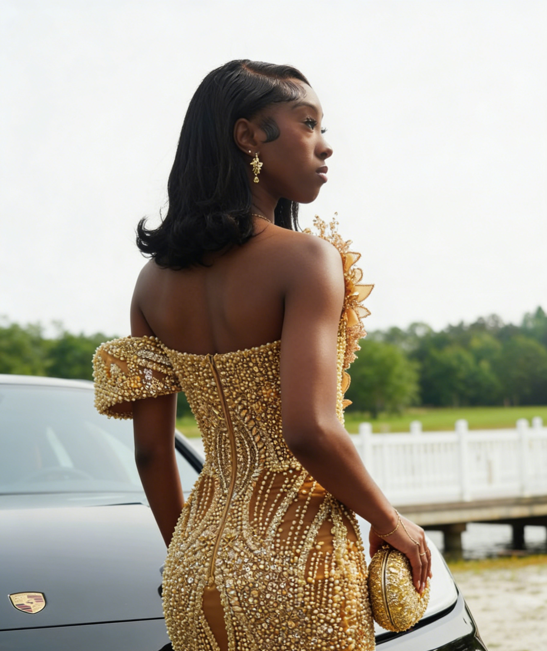 2026 Luxury Golden Honey Mermaid Prom Dress – Hand-Beaded Pearl Artistry & 3D Floral Bodice