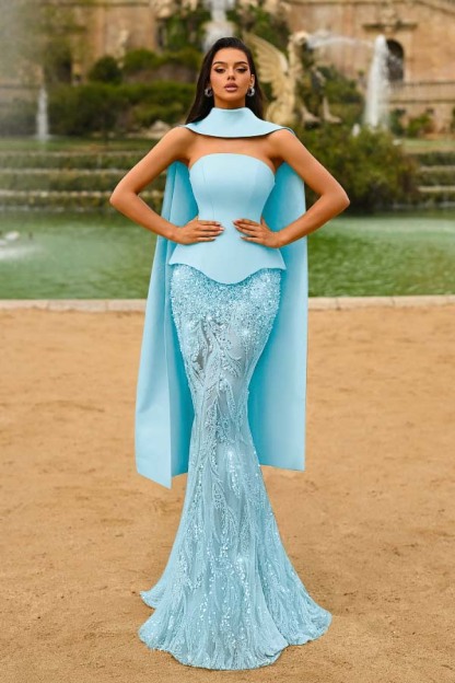 Strapless Sleeveless Long Mermaid Prom Dress With Appliques