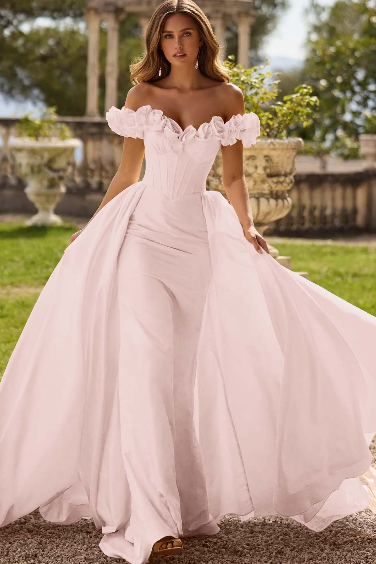 Off the Shoulder Sleeveless Long Mermaid Prom Dress With Pleated