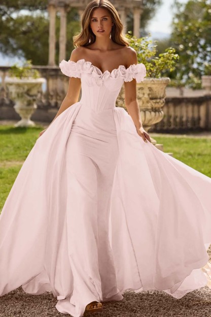 Off the Shoulder Sleeveless Long Mermaid Prom Dress With Pleated