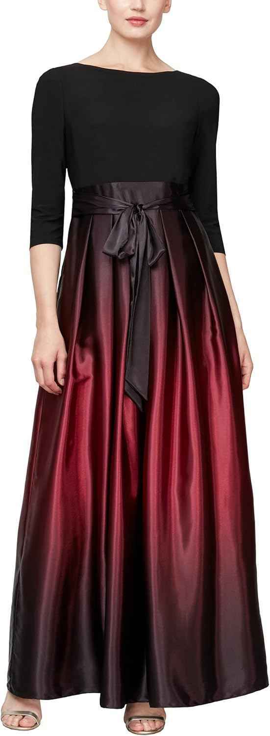 Women's Long Satin Mother of The Bride Dress with Pockets, Formal Party Gown (Petite and Regular Sizes) bmbridal