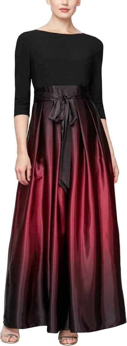 Women's Long Satin Mother of The Bride Dress with Pockets, Formal Party Gown (Petite and Regular Sizes) bmbridal