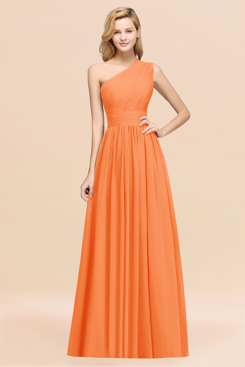BMbridal Stylish One-shoulder Sleeveless Long Junior Bridesmaid Dresses Affordable-BMbridal