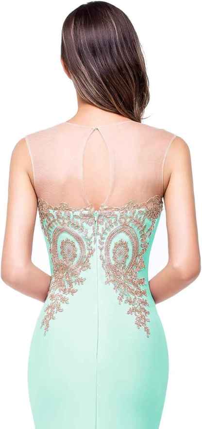 Women's Lace Applique Long Formal Mermaid Evening Prom Dresses bmbridal