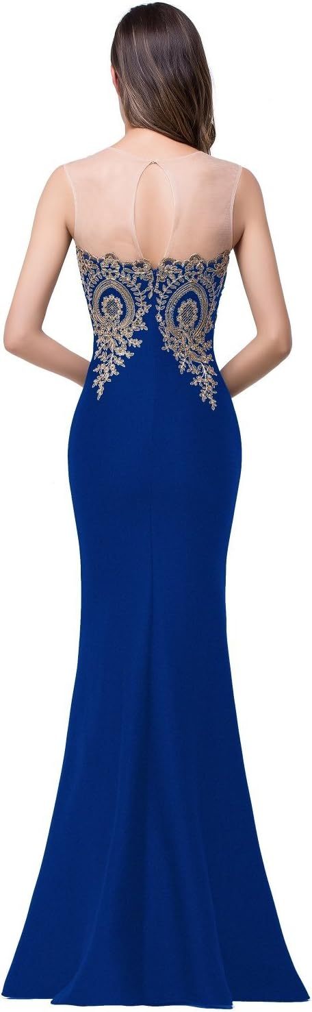 Women's Lace Applique Long Formal Mermaid Evening Prom Dresses bmbridal