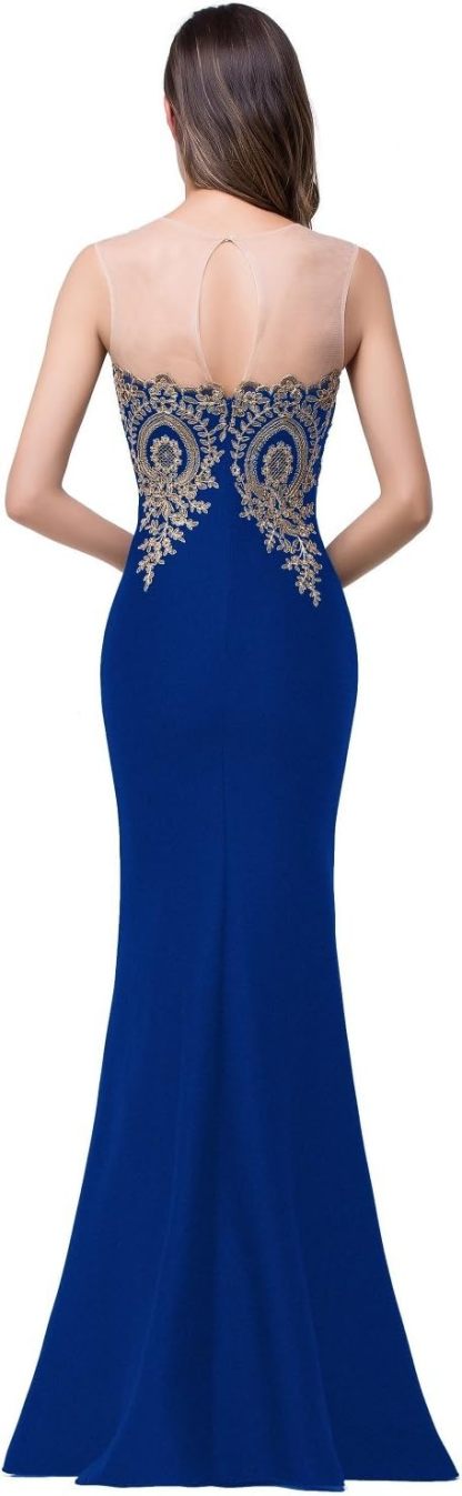 Women's Lace Applique Long Formal Mermaid Evening Prom Dresses bmbridal