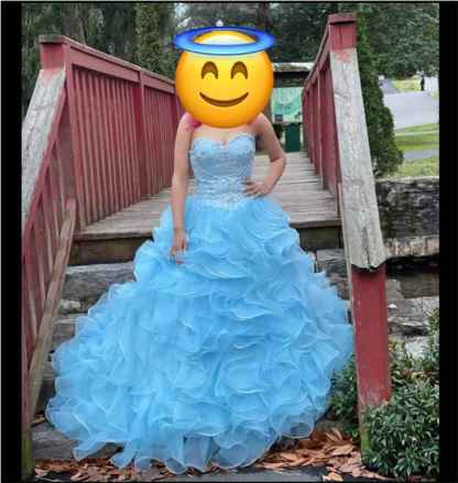 Women's Organza Ruffles Quinceanera Beaded Sweetheart Prom Ball Gown bmbridal