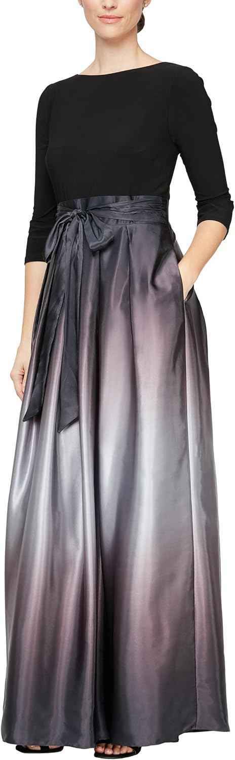 Women's Long Satin Mother of The Bride Dress with Pockets, Formal Party Gown (Petite and Regular Sizes) bmbridal
