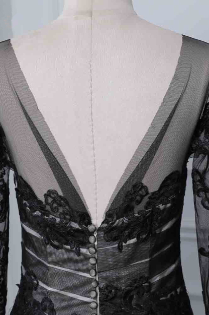 BMbridal Elegant Tulle Jewel Appliques Prom Dresses with Long Sleeves Online