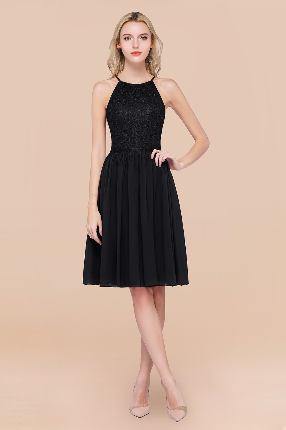 BMbridal Lovely Burgundy Lace Short Bridesmaid Dress With Spaghetti-Straps-BMbridal