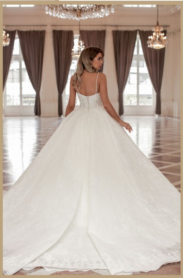 Bmbridal Sleeveless Ball Gown Wedding Dress Spaghetti-Straps Lace-BMbridal