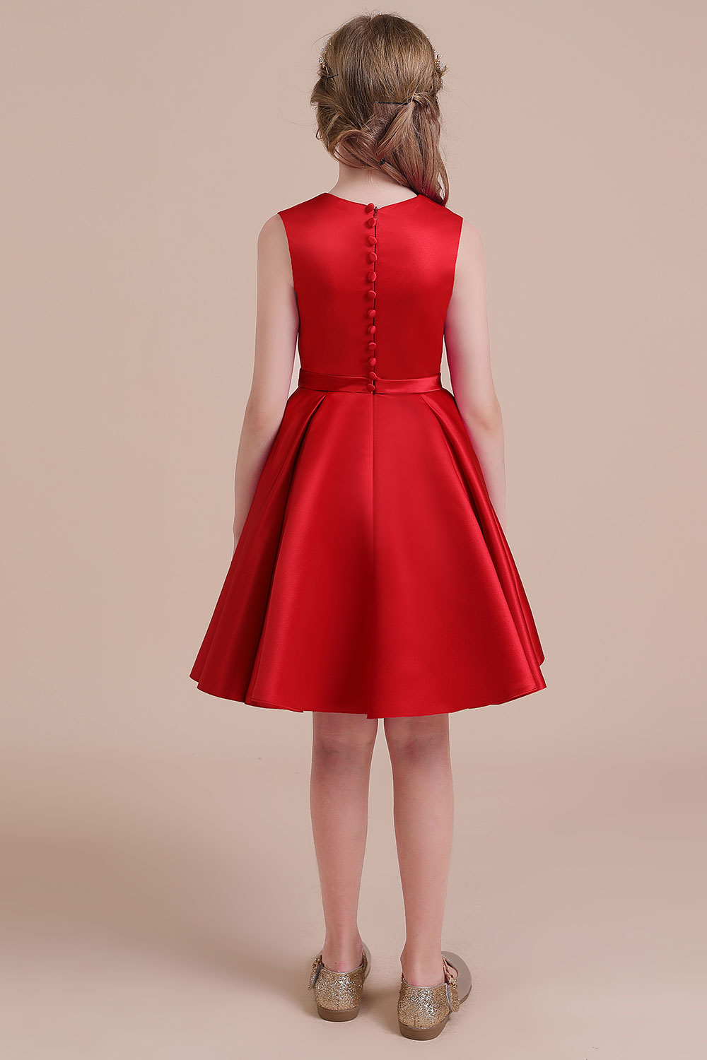 BMbridal A-Line Latest Satin Flower Girl Dress Online-BMbridal