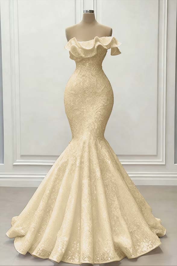 Red Gorgeous Strapless Mermaid Sequins Prom Dress With Embroidery On Sale