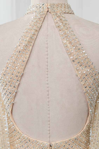 BMbridal Sparkly Crystals High-Neck Prom Dresses with Front Slit Online
