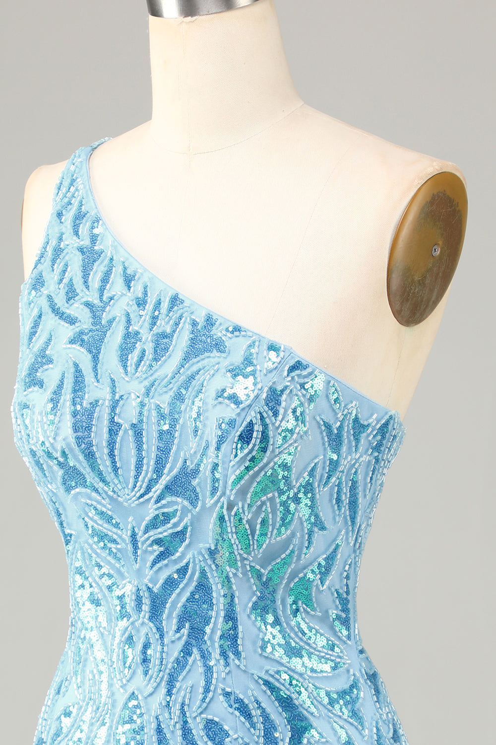Sparkly Blue Beaded Fringed Tight Short Homecoming Dress