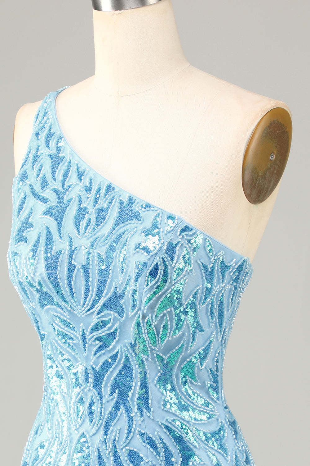 Sparkly Blue Beaded Fringed Tight Short Homecoming Dress