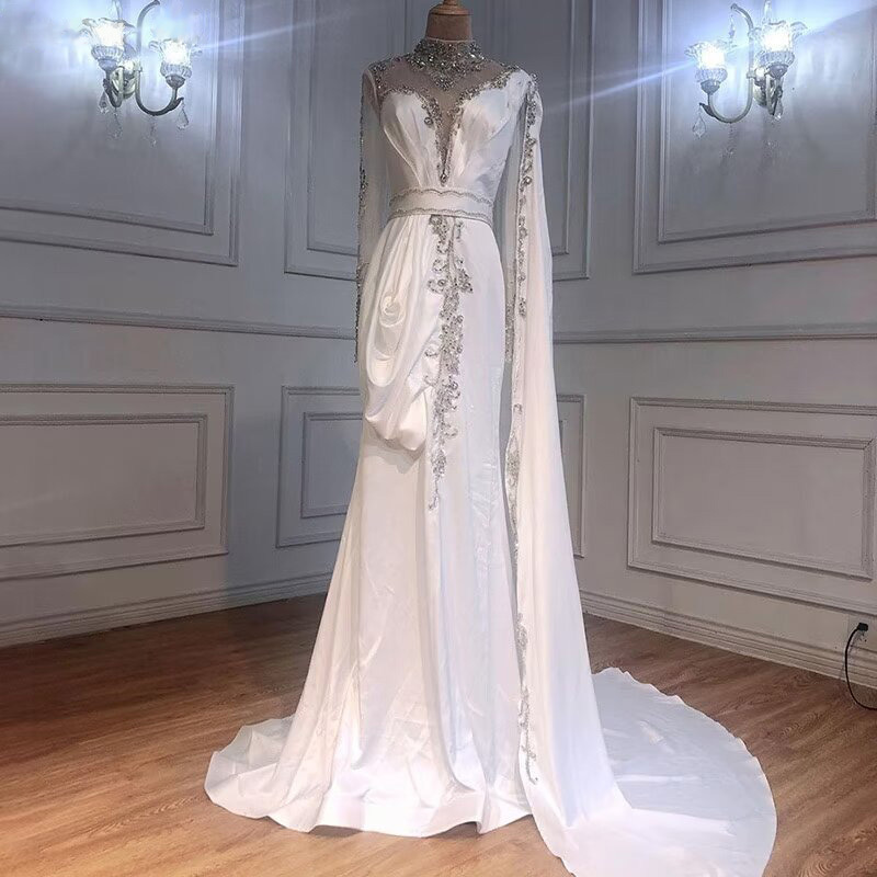 Shinning Yellow Bead Embroidery Mermaid Floor Length Prom Dress With Shawl