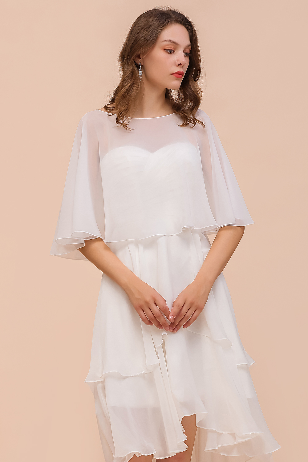 BMbridal White Chiffon Jewel Special Occasions Wraps-BMbridal