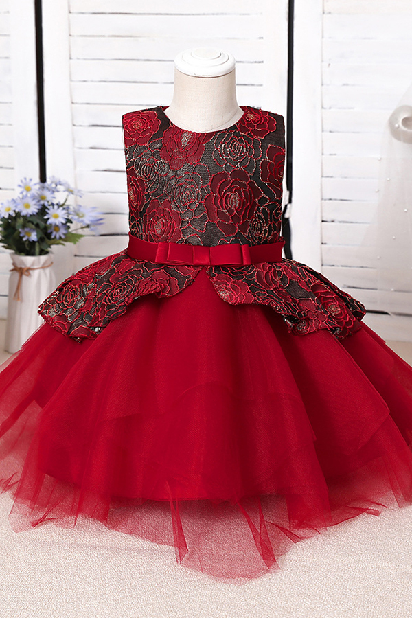 BMbridal Blue Mix Black Lace Flower Girl Dress-BMbridal