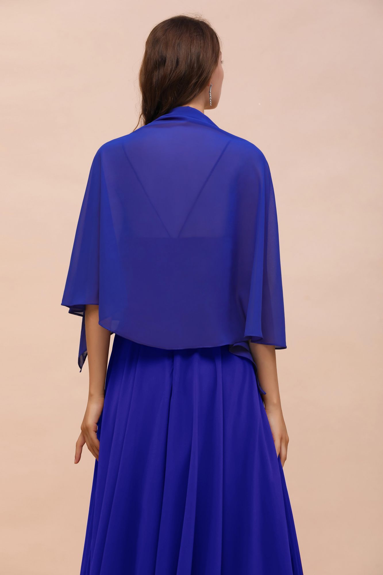 BMbridal Royal Blue Chiffon Special Occasions Wraps-BMbridal