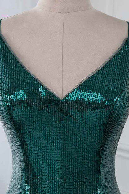 BMbridal Sparkly Sequined Spaghetti Straps V-Neck Prom Dresses with Backless Online