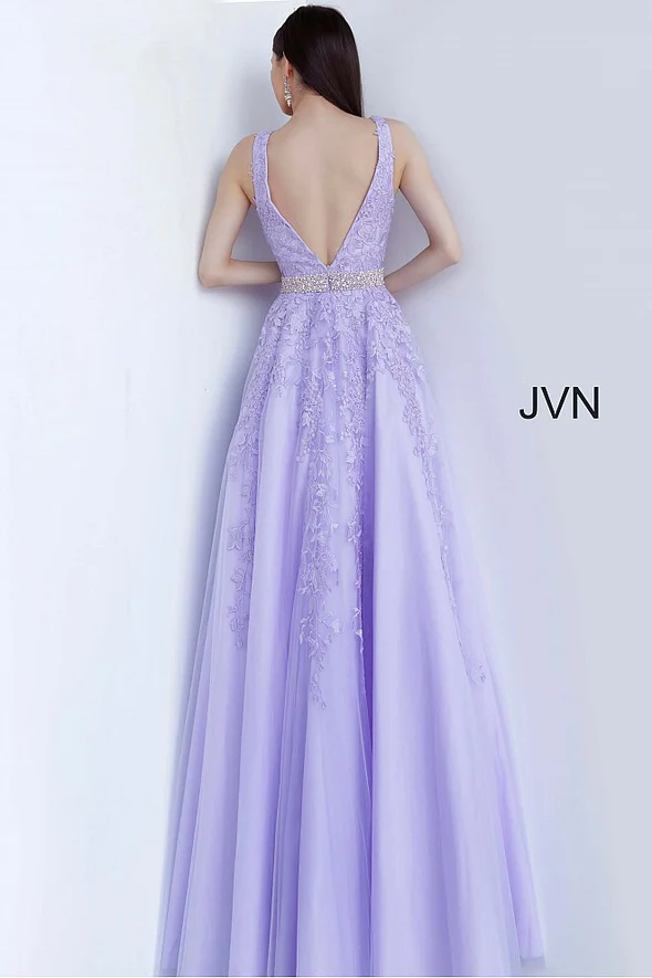 Black V Neck Backless Sleeveless Prom Dress With Applique Beading