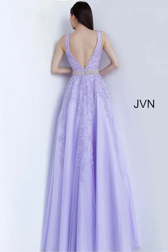 Black V Neck Backless Sleeveless Prom Dress With Applique Beading