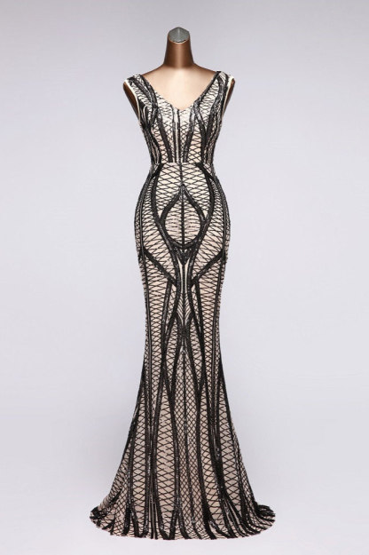 BMbridal Elegant V-Neck Sleeveless Long Mermaid Prom Dresses Online