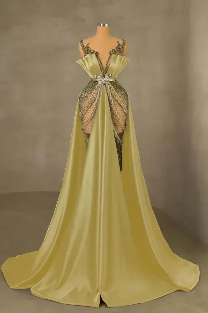 Heavy Emerald Green Straps Mermaid Prom Dress With Sleeveless Long