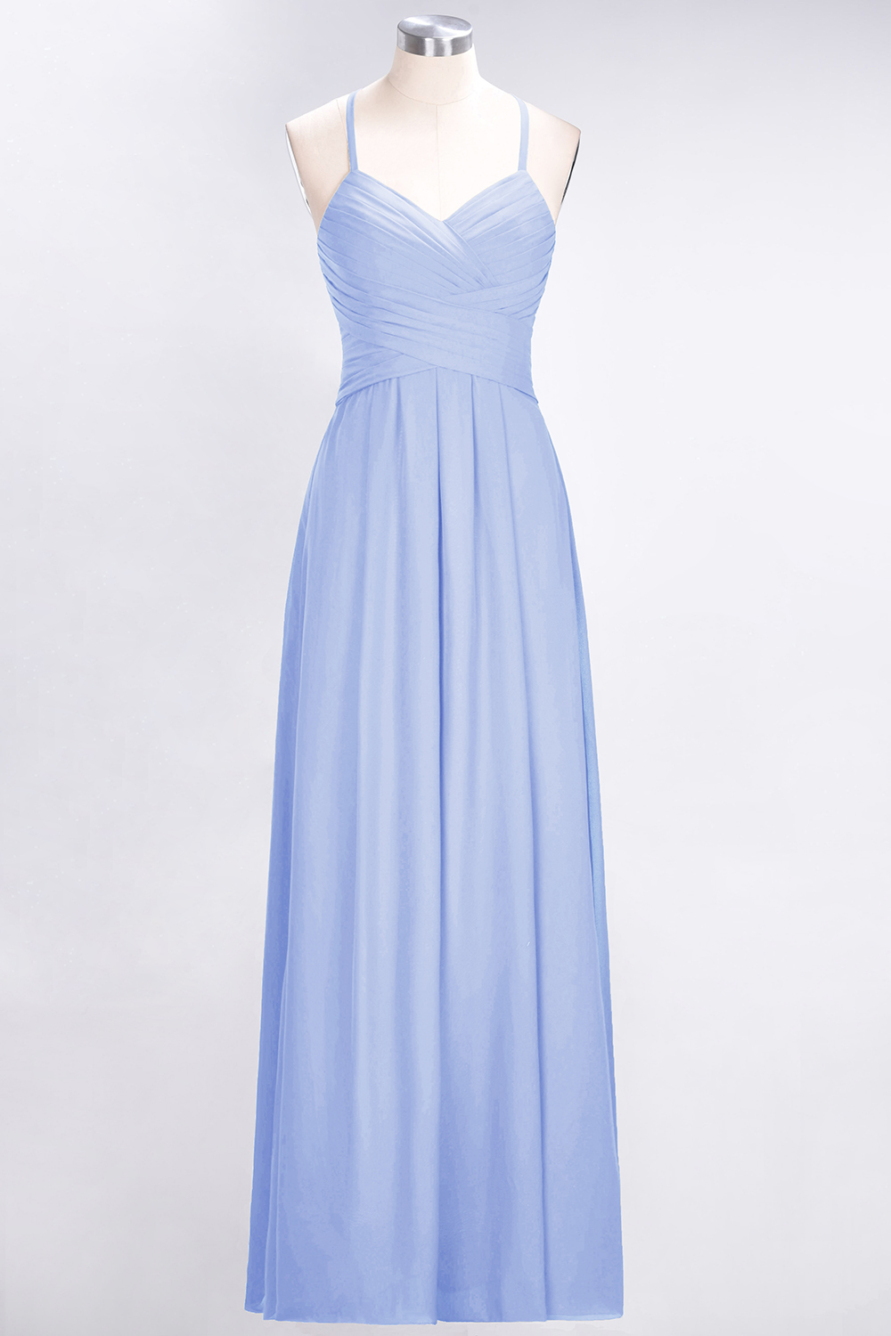 BMbridal Affordable Spaghetti Straps V-Neck Burgundy Chiffon Bridesmaid Dress with Keyhole Back-BMbridal